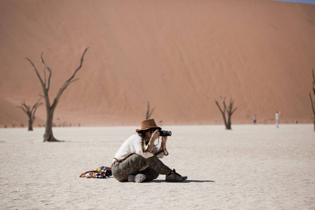 Rebecca Bennett photographing in Namibia — conservation photographer and storyteller